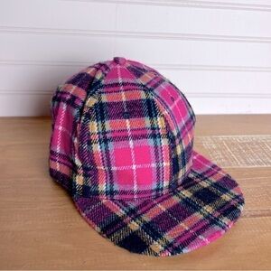 Bright Magenta Colorful Pink Plaid Flannel 5 Panel Cap Y2K